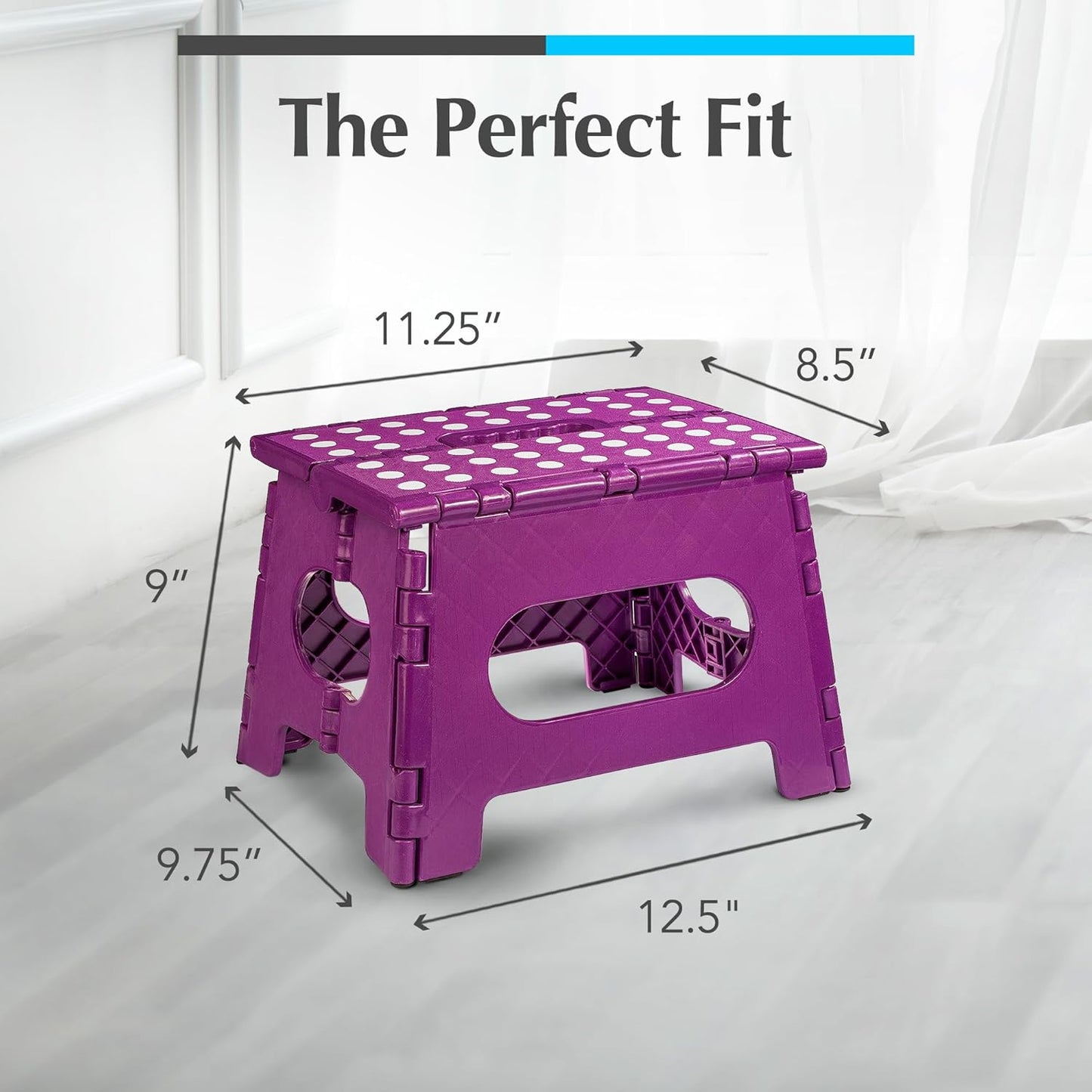 Handy Laundry Folding Lightweight Step Stool - Sturdy Enough to Support Adults and Safe Enough for Kids - Opens Easy with One Flip - Great for Kitchen, Bathroom or Bedroom (Purple | 2-Pack)