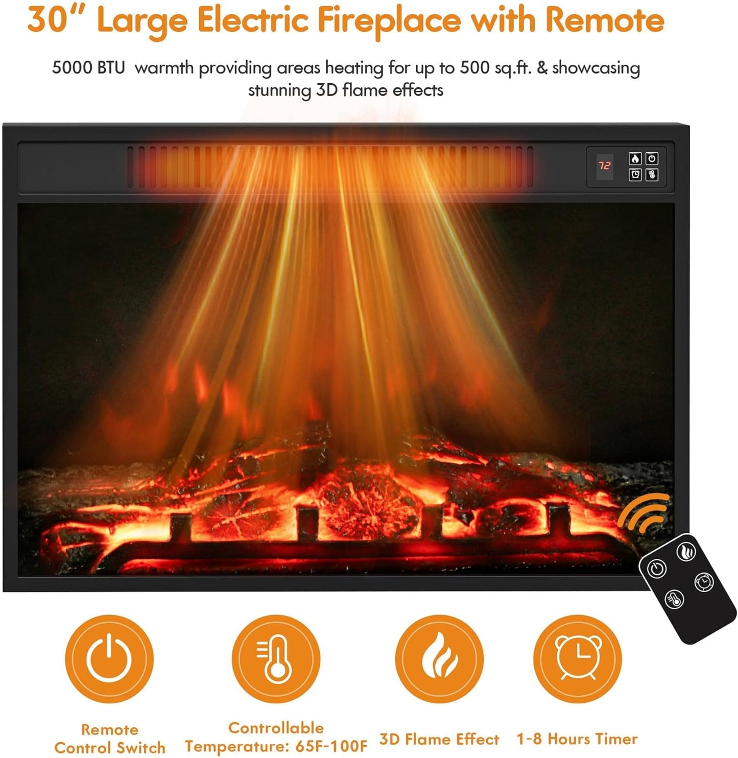 YESHOMY Fireplace TV Stand for Television up to 65+ Inch with Storage and Farmhouse Barn Doors, Entertainment Center with Cabinet and Shelves, Media Console for Living Room, Gray Wash