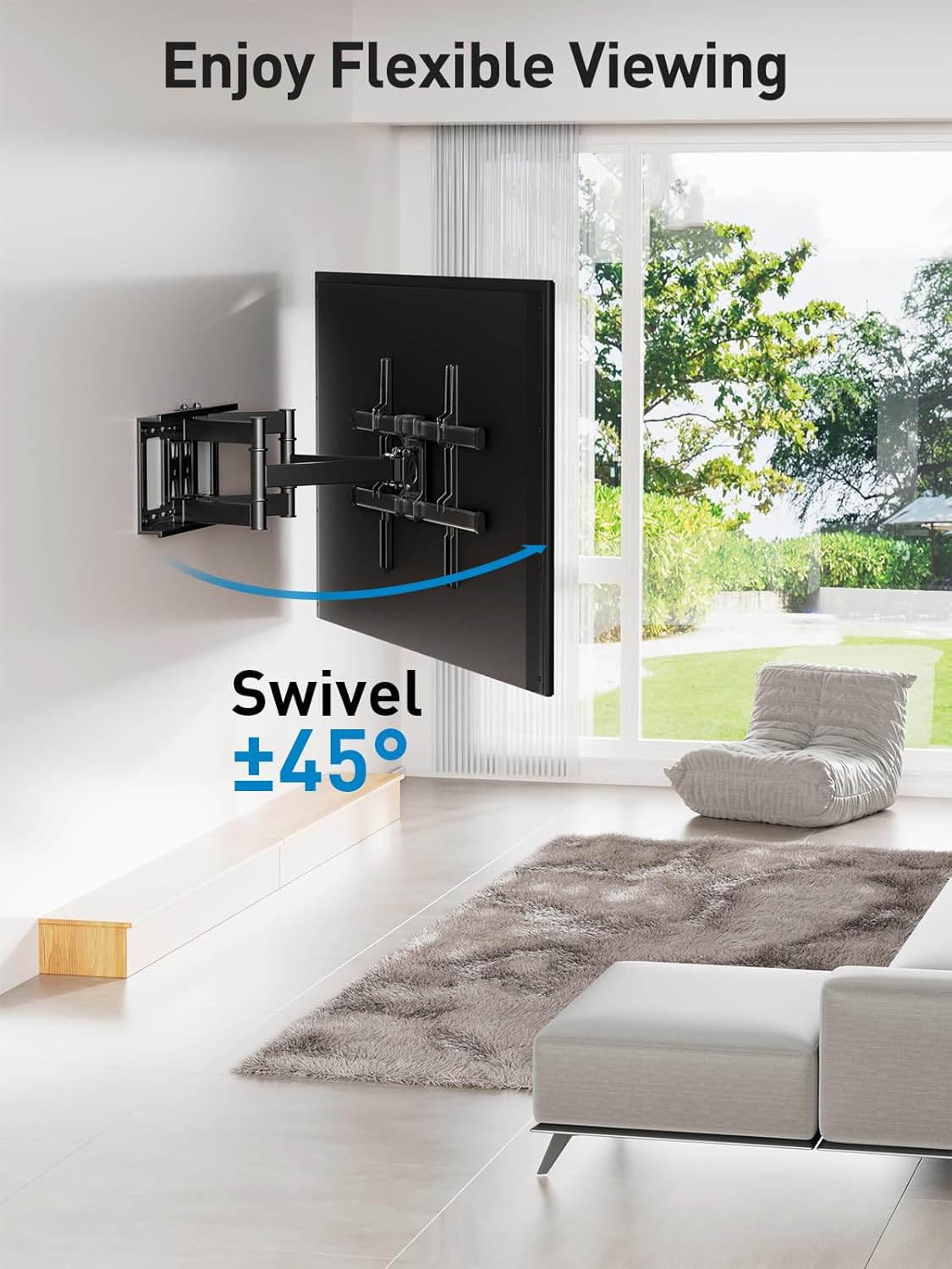 PERLESMITH Full Motion TV Wall Mount for Most 37-82 inch TVs up to 132 lbs, TV Mount with Dual Articulating Arms with Tilt and Extension, Fits 12" 16" Studs, Max VESA 600x400mm, PSLFK1