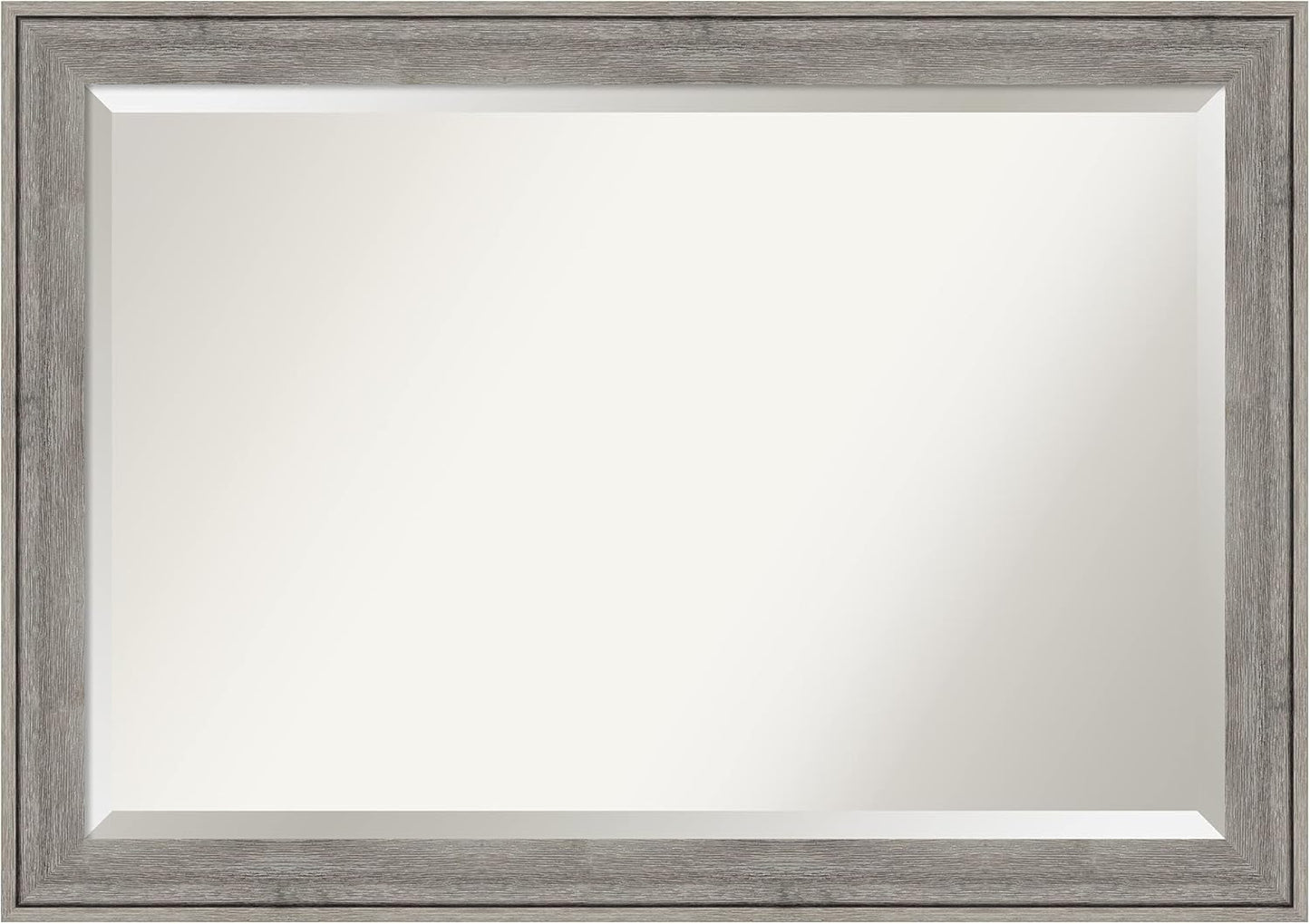 Amanti Art Grey Wall Mirror 29x41 Regis Barnwood Grey Rectangle Bathroom Mirror for Wall Decor Living Room, Large Country Rustic Wood Frame, Hangs Horizonally and Vertically, Bathroom Decor, Beveled