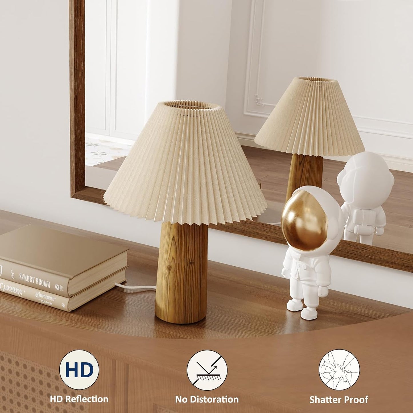 WEER Walnut Bathroom Mirror, Walnut Framed Mirror 22X30 Inch, Rectangle Wall Mounted Bathroom Vanity Mirror with Tempered Glass, Hangs Vertically or Horizontally, Anti-Rust