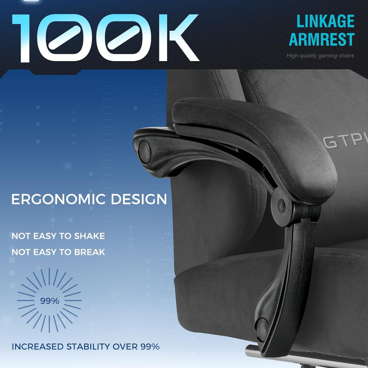 GTPLAYER Gaming Chair Fabric with Pocket Spring Cushion, Big and Tall Gamings Chairs 350LBS High Back Computer Chair with Footrest for Adults Lumbar Support Swivel Game Chair for Office Gaming Gray