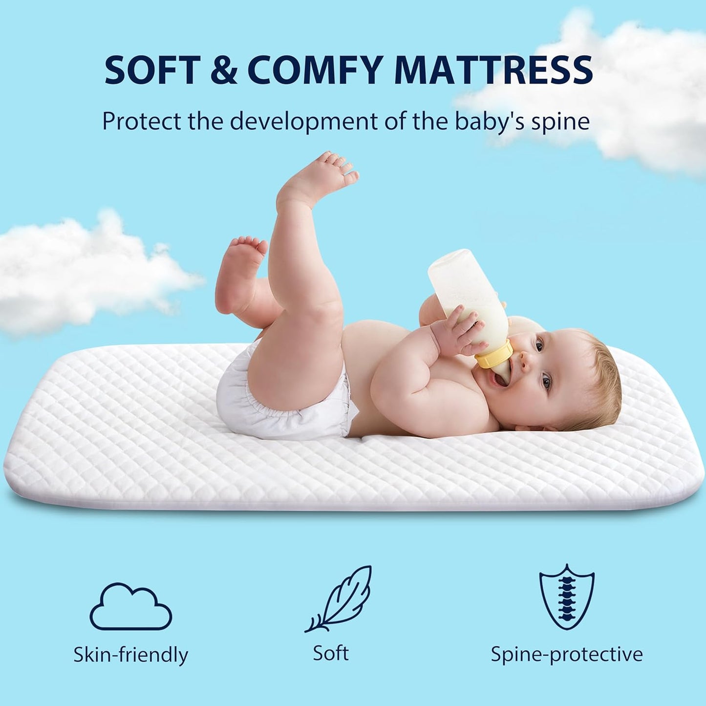 3 in 1 Baby Bassinet Bedside Sleeper with Mattress and Wheels, 5 Height Adjustable Bed Side Bassinets for Newborn, Gray Rocking Bassinet for Baby