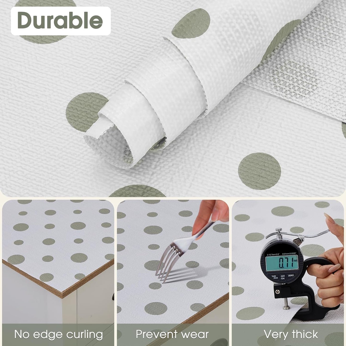 Beautysaid Shelf and Drawer Liner for Kitchen Cabinet, Non Adhesive Non Slip Shelf Paper Waterproof Washable Thickened for Dresser Pantry Shelve Bathroom Protector Liner(Polka Dot,18 in x 10 FT)