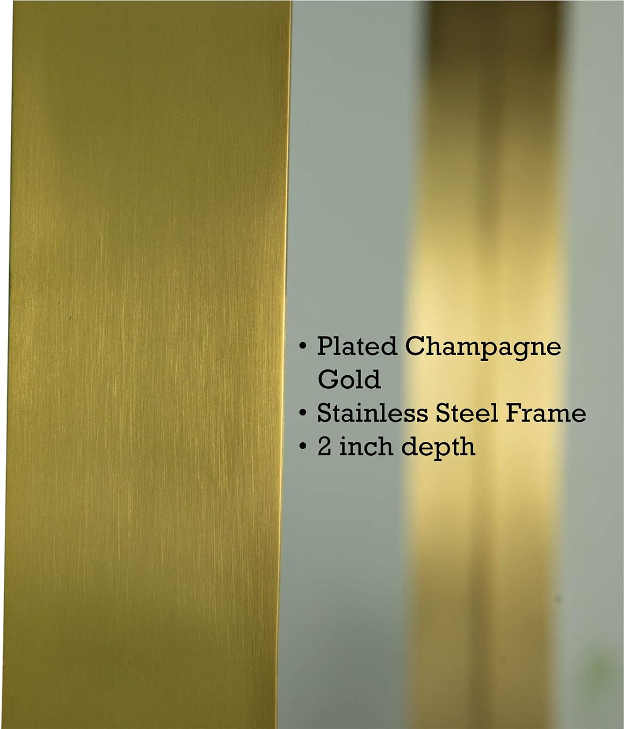 TEHOME 24x36 Brushed Gold Metal Framed Bathroom Mirror for Wall in Stainless Steel Rounded Rectangular Bathroom Vanity Mirrors Wall Mounted