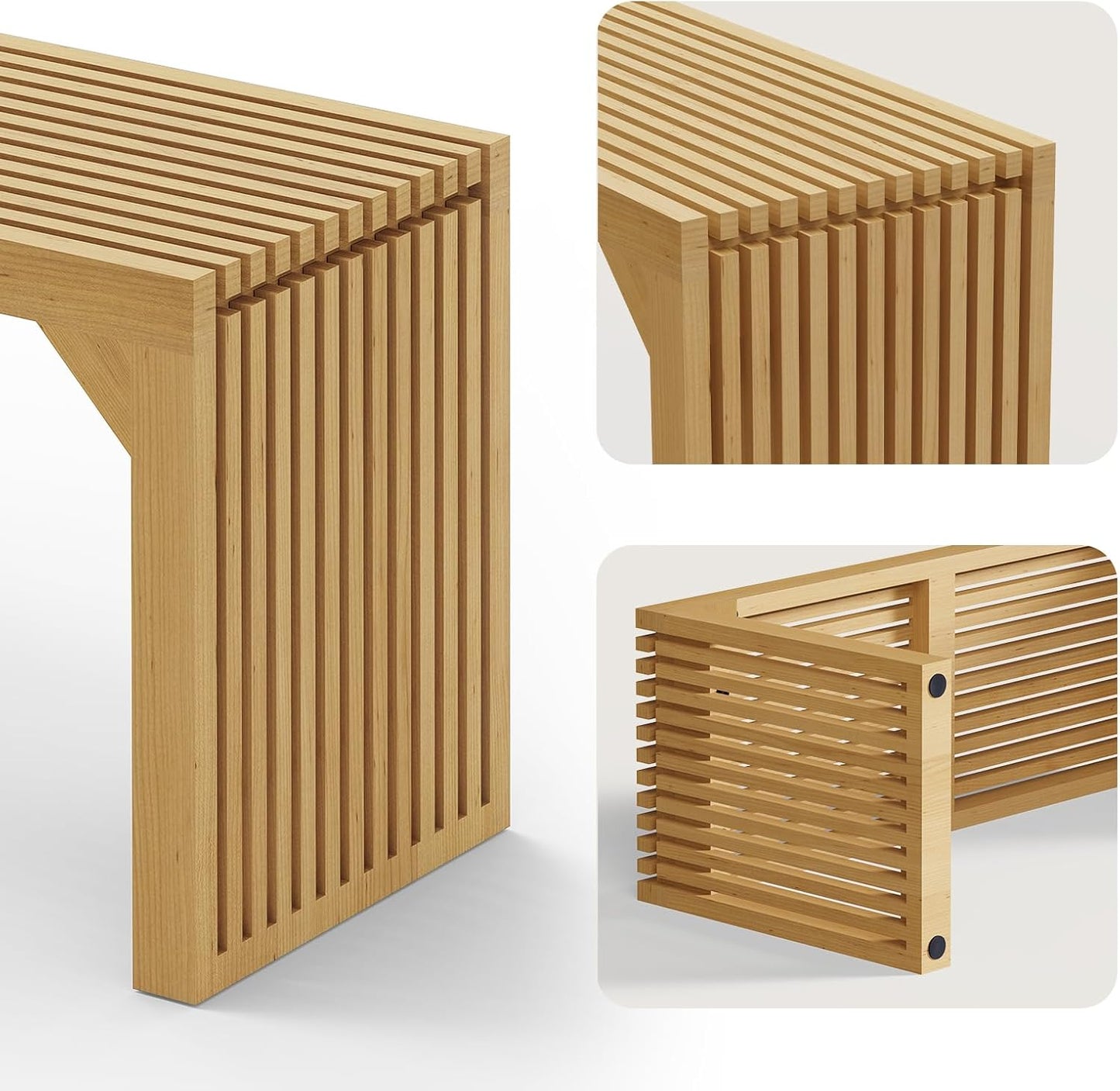 ROOMTEC 35" Dining Bench, Indoor Wood Bench for Entryway,Living Room,Kitchen and Bedroom (Nature, Long Bench)