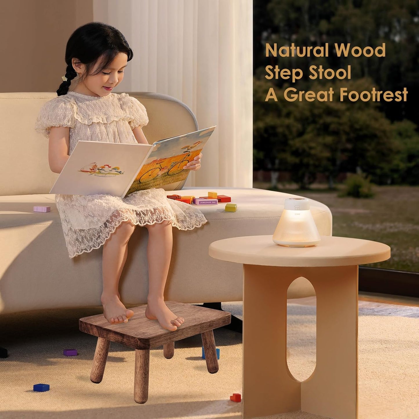 Wooden Step Stool for Adults Office's Step Stool Heavry Duty Stepping Stools for Office, Bedroom, Garden, Bathroom with Four Detachable and Assembled Legs Chocolate Brown (Classic 6.3" inch)