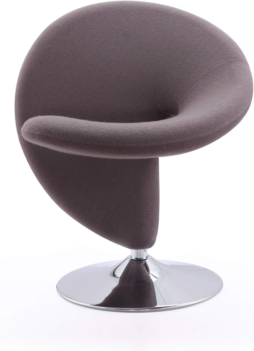 Manhattan Comfort Curl Swivel Accent Chair Set of 2 with 360° Turn, Fully Assembled, Upholstered in Wool Blend, Modern Ergonomic Design with Polished Chrome Base, Living Room & Office, Set of 1, Grey