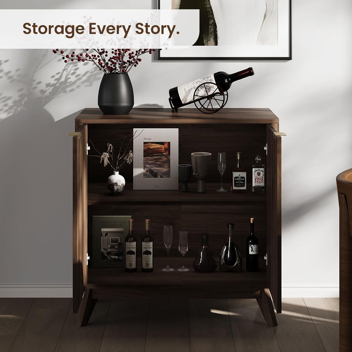 Buffet Cabinet with Storage, Fluted Multifunctional Storage Cabinet with 2 Doors, Sideboard Cabinet with Doors Modern Buffet Table Accent Coffee Bar Console Table,fluted buffet cabinet