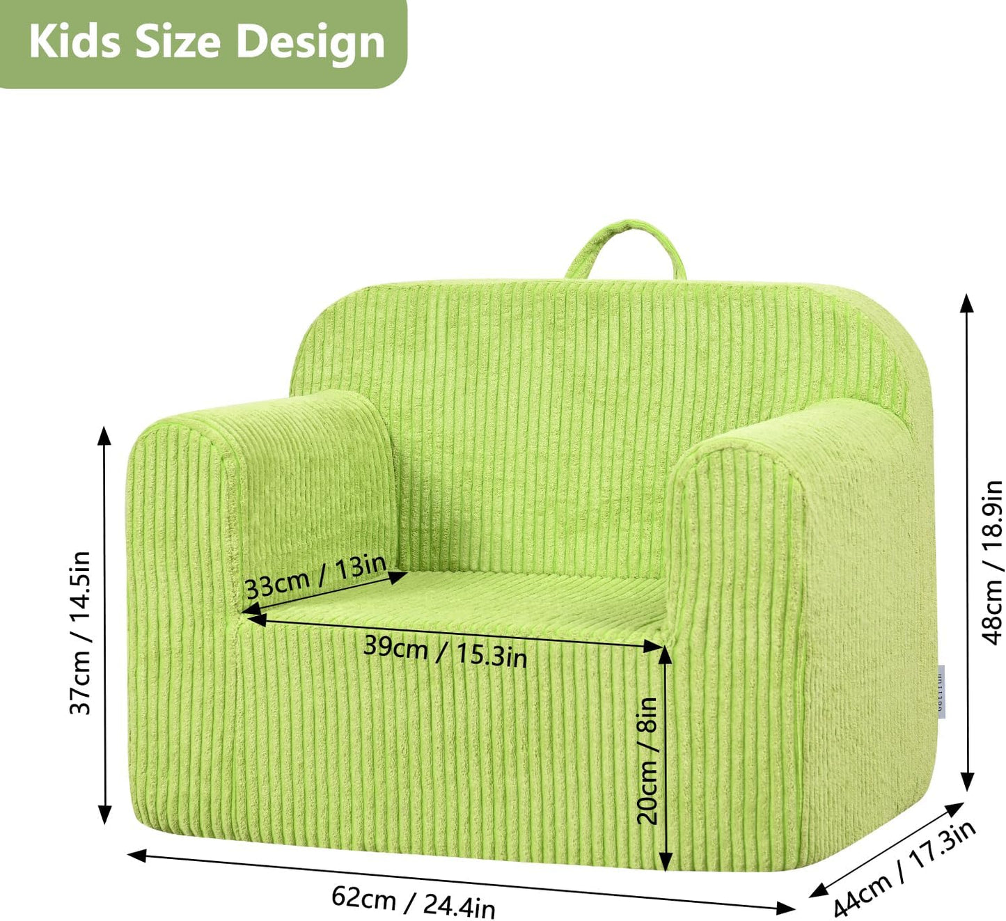 Kids Sofa, 2-in-1 Comfy Toddler Couch,Soft Sherpa Fold Out Toddler Chair for Boys and Girls (Green)