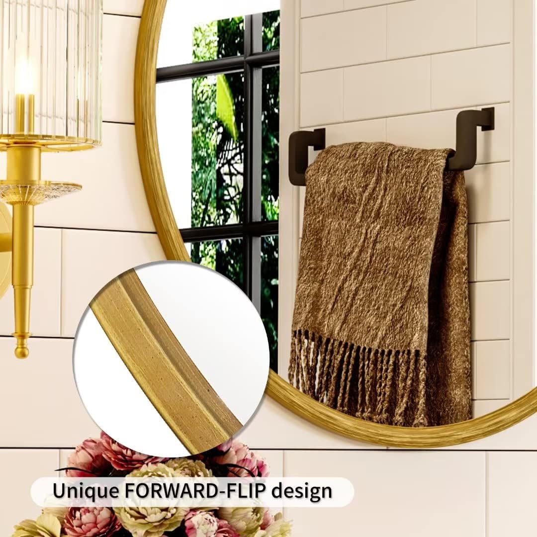 Growsun 24 inch Retro Gold Round Mirror Circle Wall Mirror for Bathroom Vanity, Entryway Living Room with Metal Frame for Home Decor