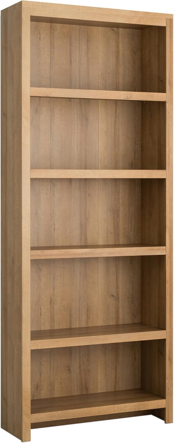 Prepac Moda 5-Tier Tall Wooden Bookcase, Oak Storage Cabinet, Display Cabinet, Bookshelf with Storage Shelves 31.75" W x 80" H x 12" D for Home Office, Living Room, Bedroom Organizer