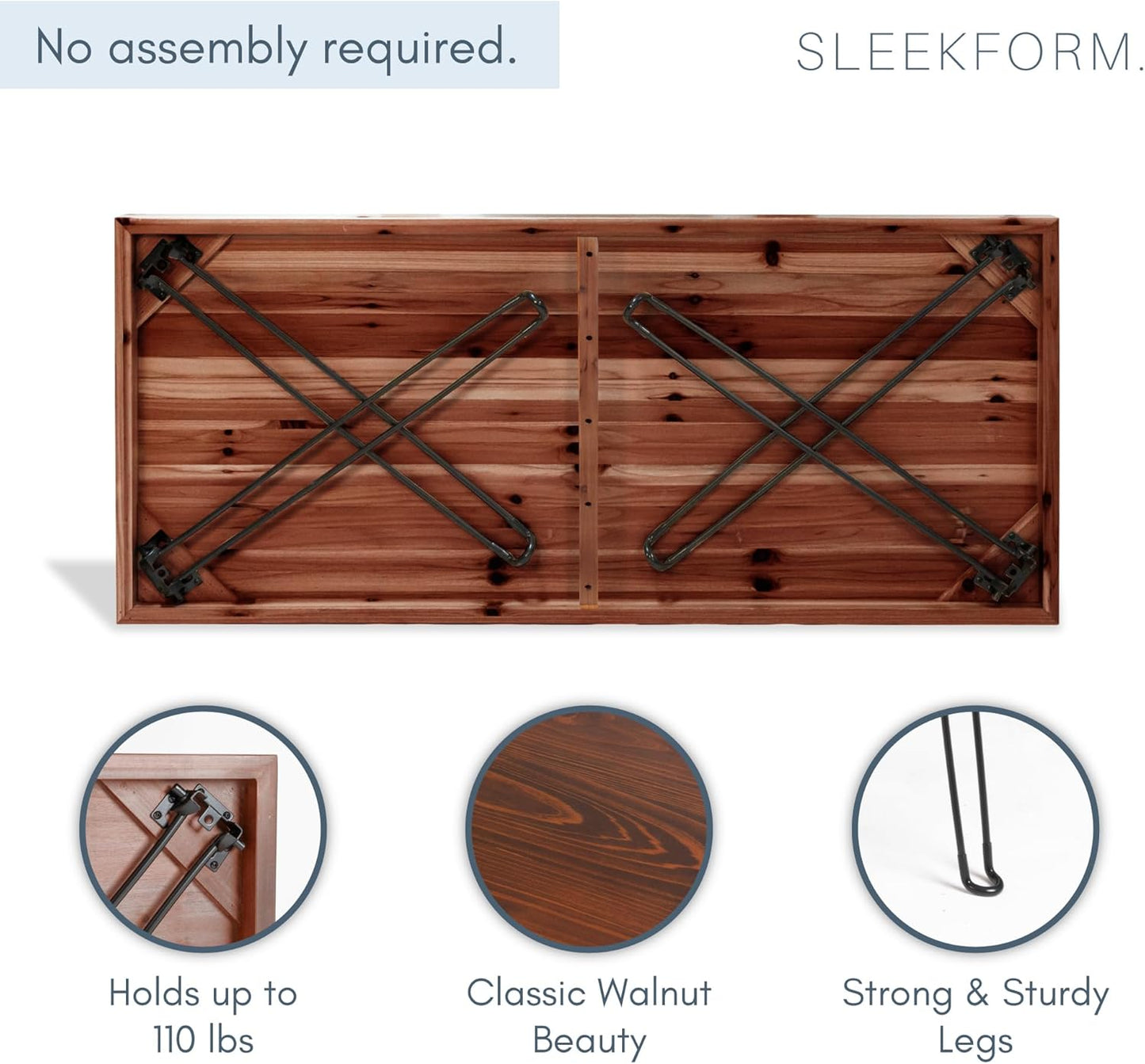 Sleekform Wooden Folding Desk - Small Folding Table Portable with Collapsible Hairpin Legs - Wood Foldable Desks for Small Spaces - Space Saving Portable Computer Desk - Walnut