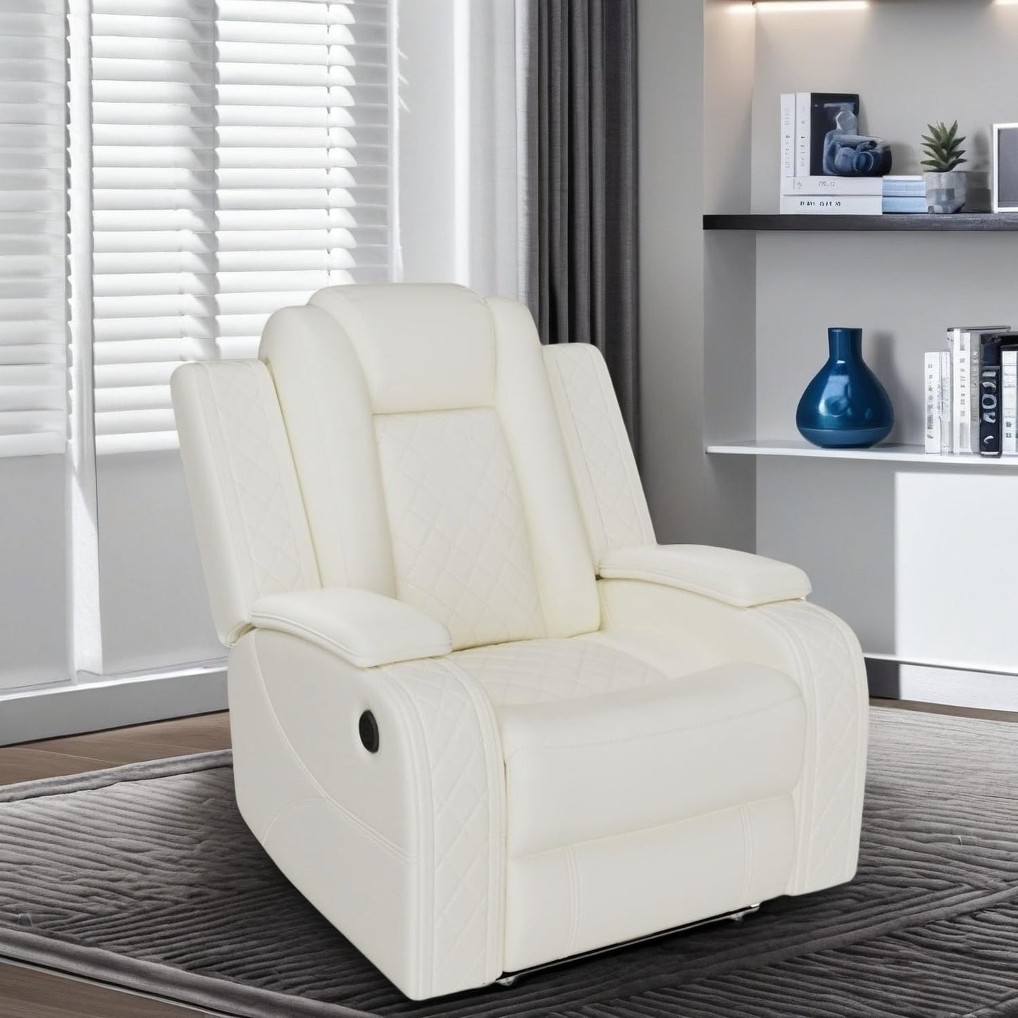 Oversized Power Recliner Chair, Multifunction Recliners Chair with Home Theater Seating, Oversized Single Electric Recliner Furniture for Living Room Apartment Home Theater, Deep White
