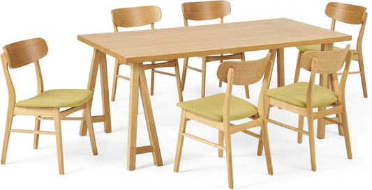 Christopher Knight Home Anthony Mid-Century Modern 7 Piece Dining Set, Green Tea and Natural Oak
