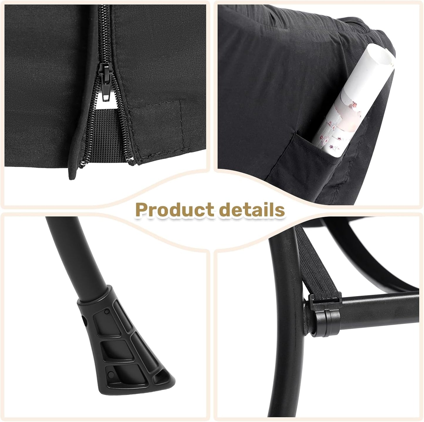 HollyHOME Modern Fabric Large Lazy Chair, Accent Oversized Comfy Reading Chair, Thick Padded Cozy Lounge Chair with Armrest, Leisure Sofa Chair for Living Room, Bedroom, Dorm, Matte Black