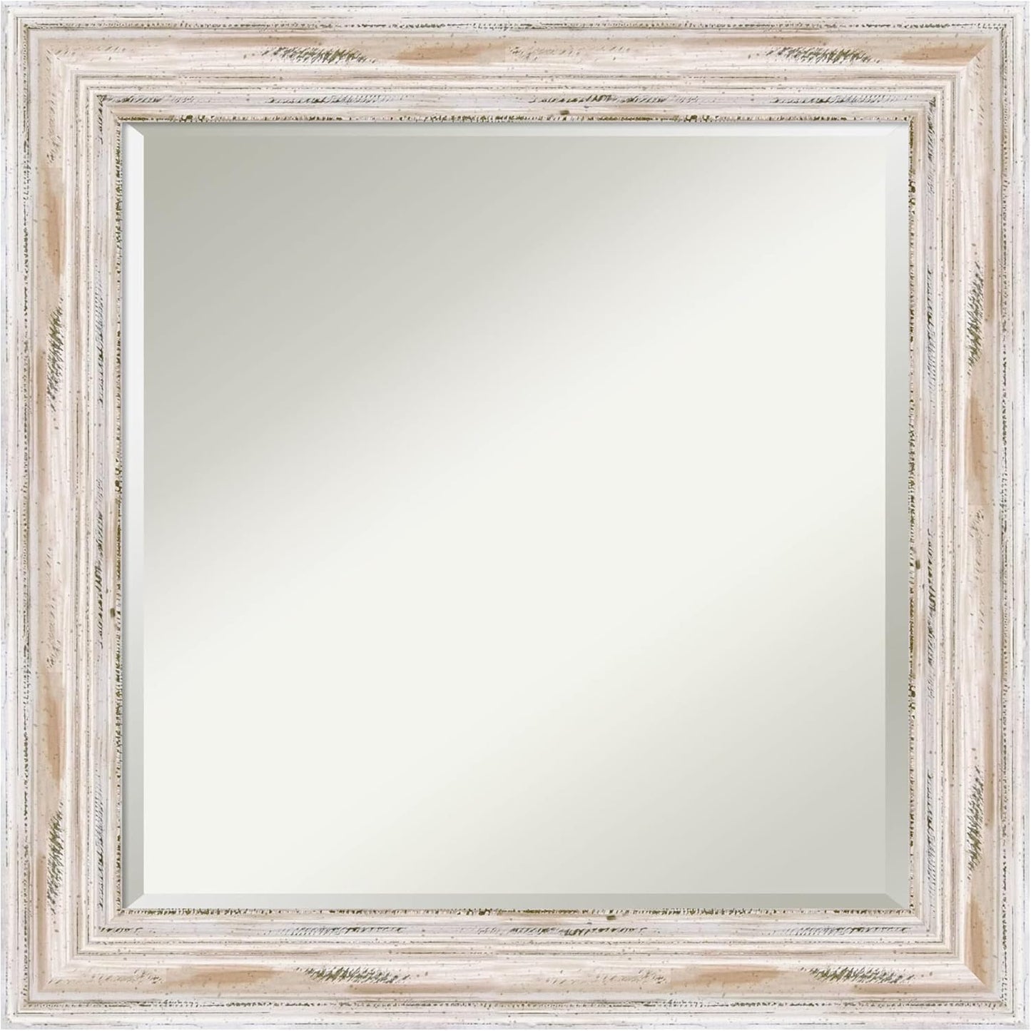 Amanti Art White Bathroom Mirror for Over Sink, 25x25 Alexandria White Wash Square Vanity Mirror, Medium Coastal Wood Frame, Hangs Horizonally and Vertically, Bathroom Wall Decor, Beveled Edge from WI