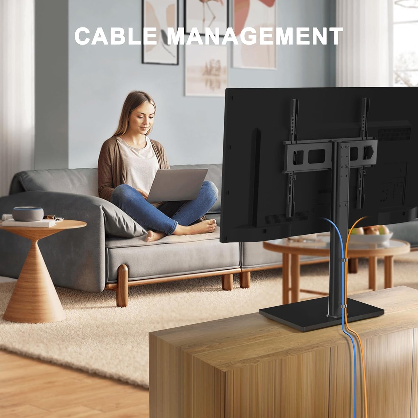 Universal Swivel TV Stand Base Table Top TV Stand for 23-60 Inch TVs 70 Degree Swivel, 6 Height Adjustable Monitor Mount Stand, Max VESA 400x400mm,Holds up to 88lbs TS206