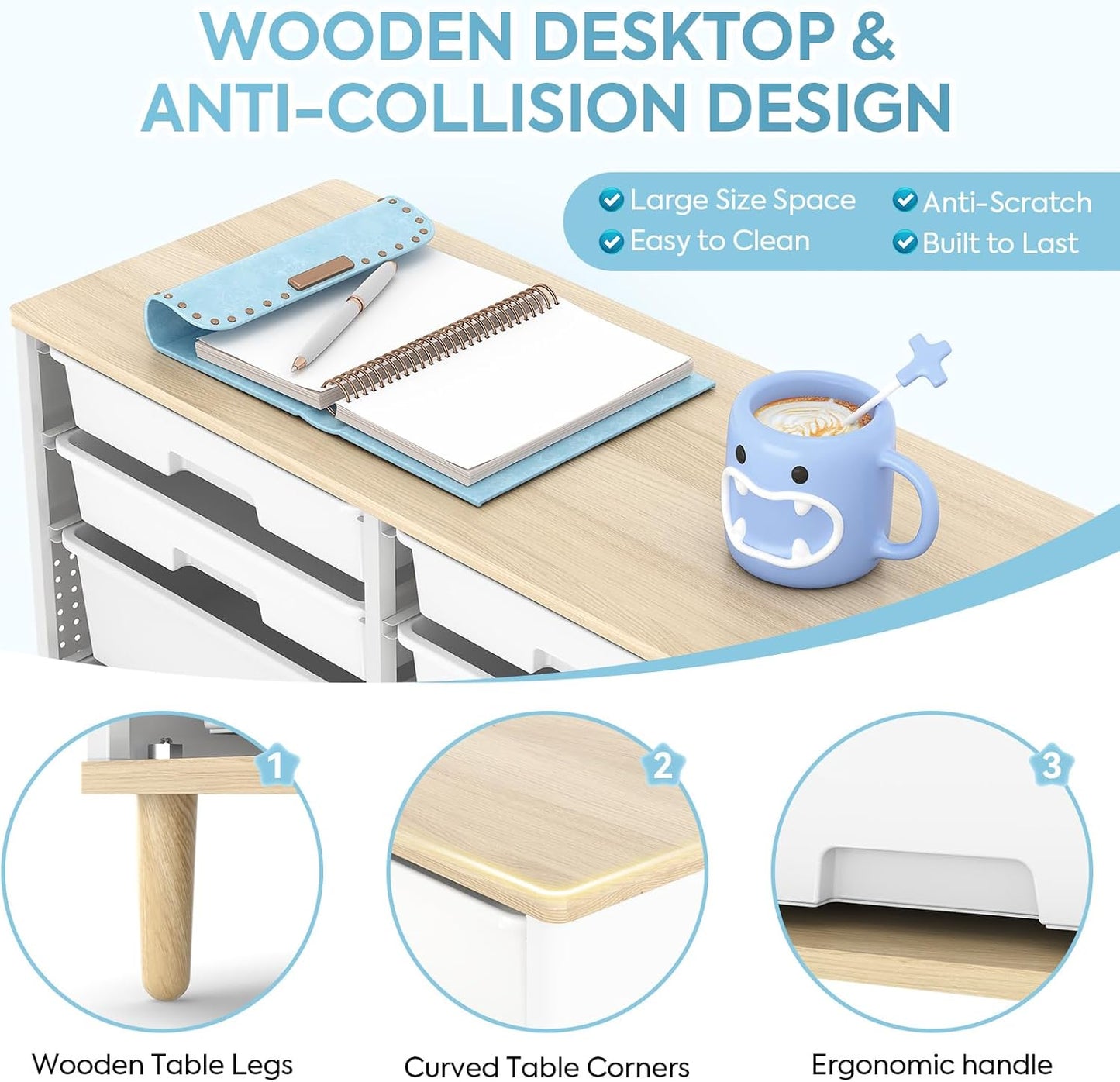 12-Drawer Storage Cabinet with Wooden Tabletop, Versatile Cube Storage Organizer Bin Storage for Home, Office, Playroom, Classroom & Craft Room Storage (White)