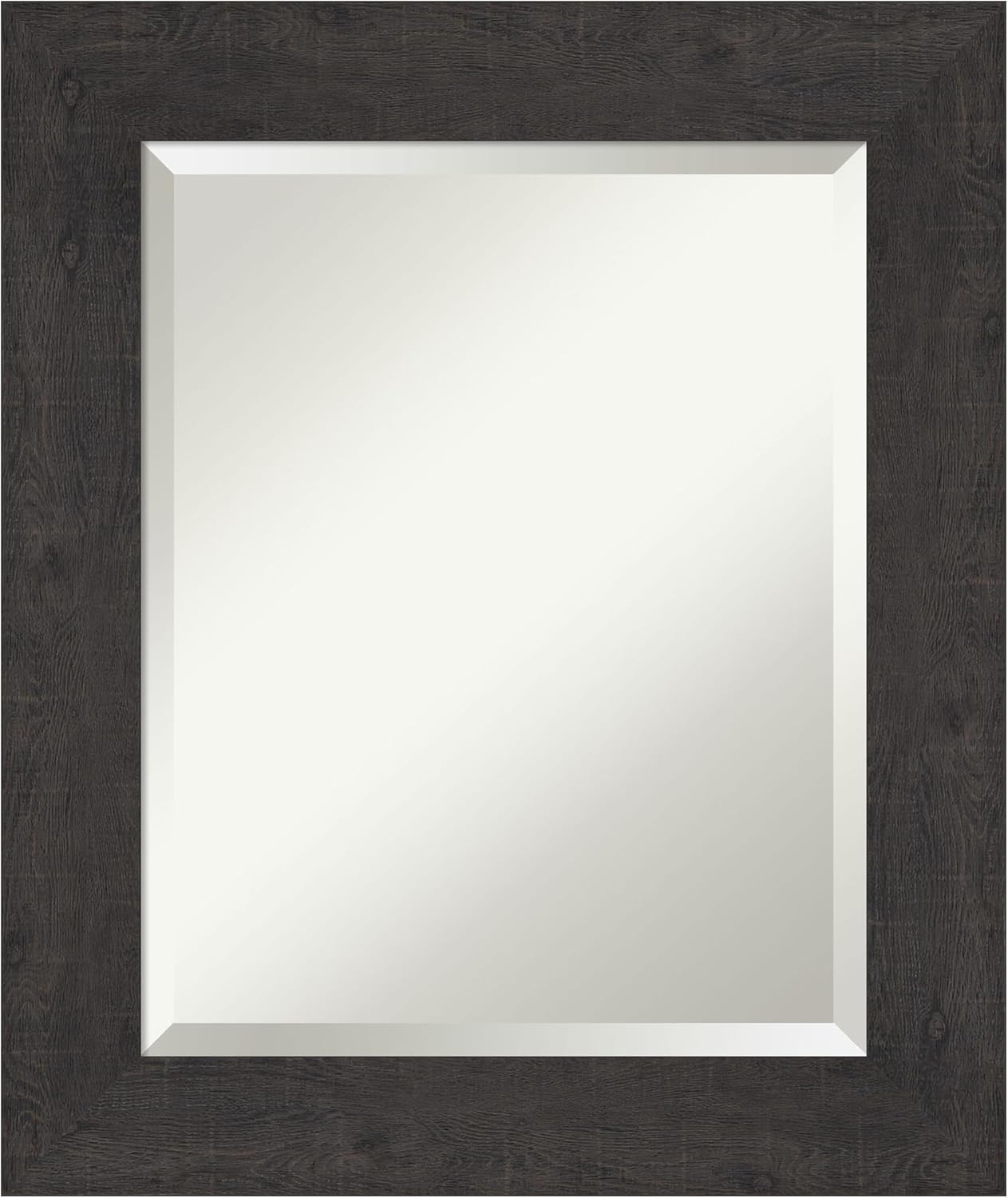 Amanti Art Brown Wall Mirror 26x22 Rustic Plank Espresso Rectangle Bathroom Mirror for Wall Decor Living Room, Small Rustic Farmhouse Frame, Hangs Horizonally and Vertically, Bathroom Decor, Beveled