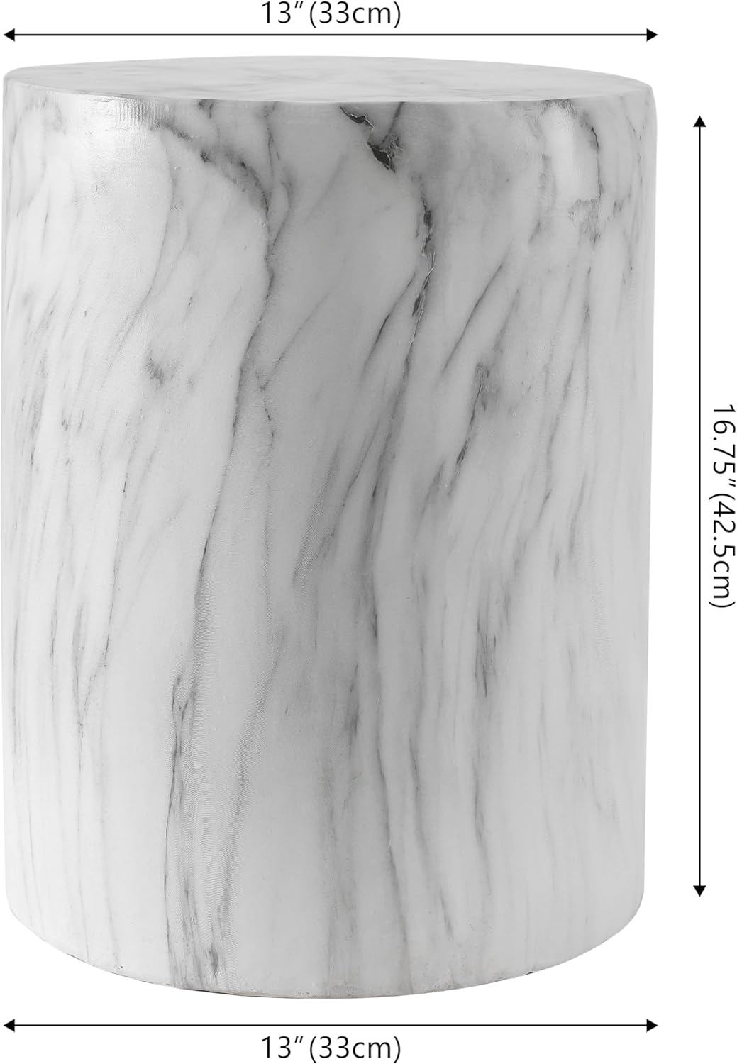 JONATHAN Y TBL1101A Troy 16" Modern Minimalist Faux Marble Column Indoor/Outdoor Indoor/Outdoor Accent Table Modern, Contemporary, Minimalist, Transitional for Living Room, Garden, Patio, Gray/White