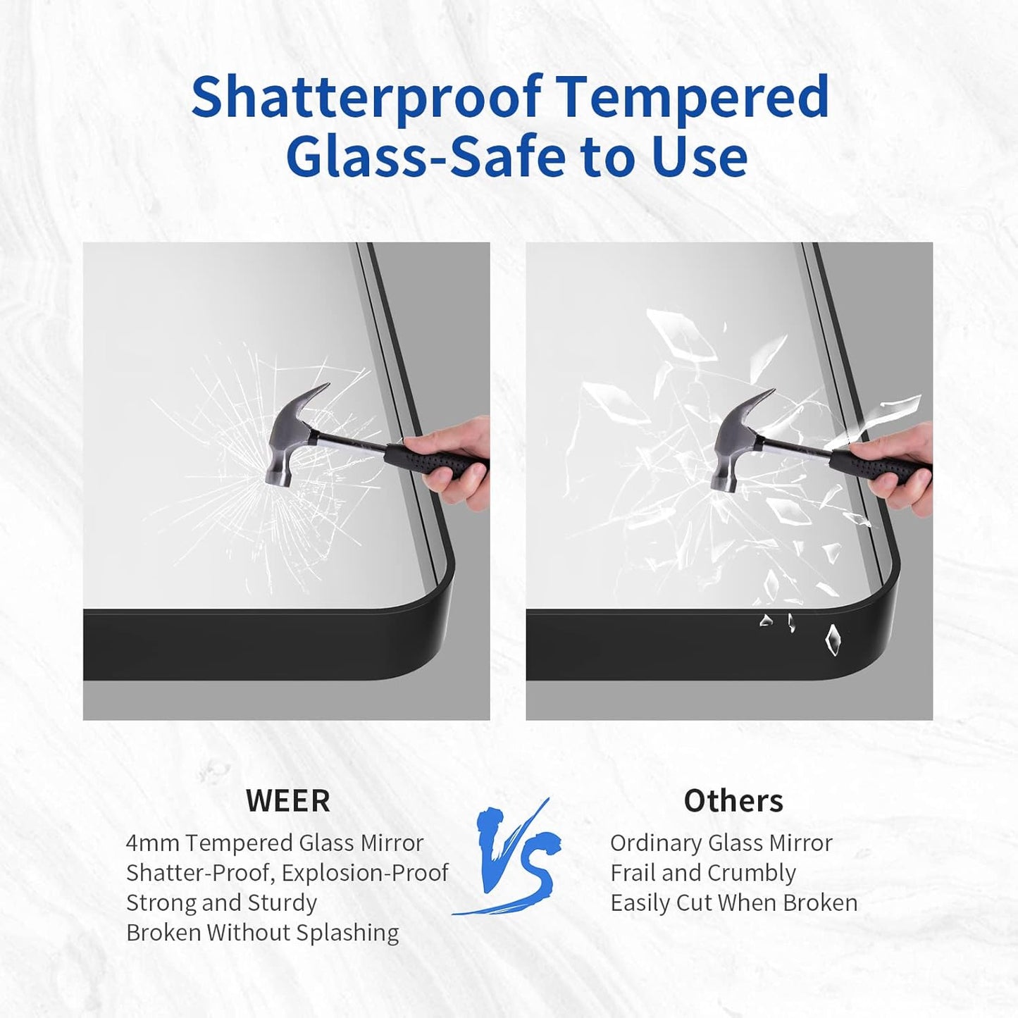 WEER Black Bathroom Mirror 48X36 Inch, Matte Black Bathroom Vanity Mirror Farmhouse, Large Rounded Rectangle Black Metal Framed, Anti-Rust, Tempered Glass, Hangs Horizontally or Vertically