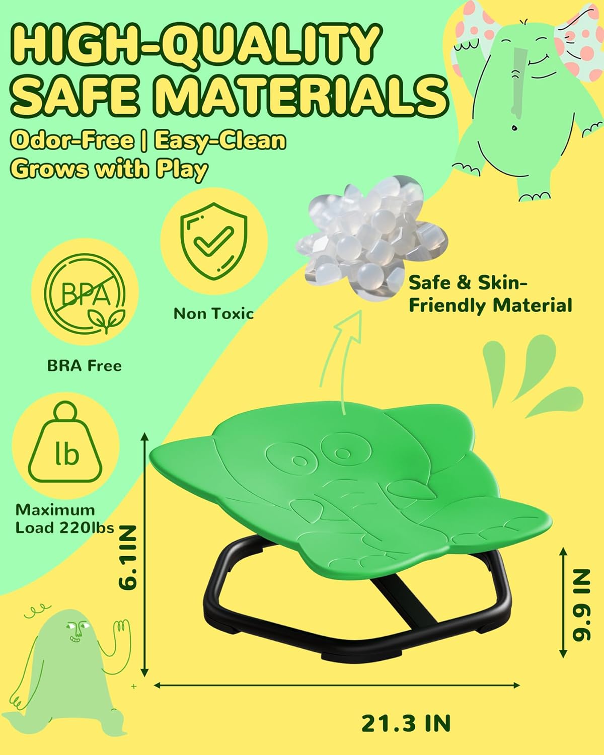 Spinning Chair for Autistic Kids, Sit and Spin, Sensory Toys for Kids with Autism, Toddlers & ADHD Children, Sensory Products Swivel Chair, Dark Green