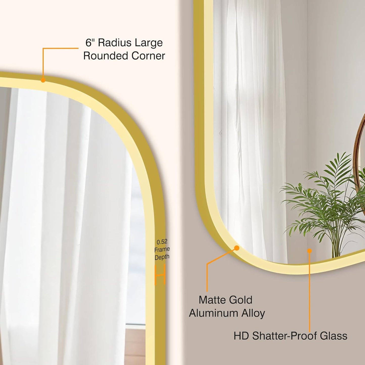 Bathroom Mirrors for Over Sink, 26x38 Gold Vanity Mirror for Bathroom Sink, HD Shatterproof Squircle Wall Mirror for Bathroom Washroom Lavatory Restroom Metal Frame