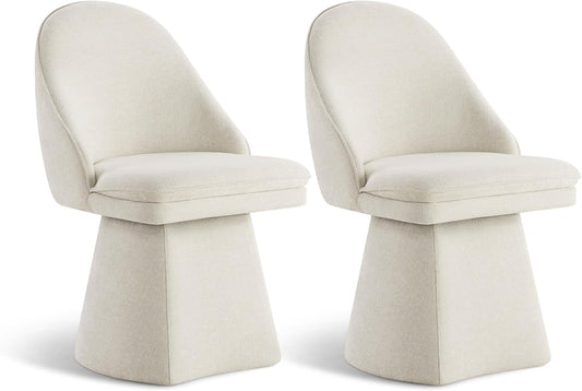 Swivel Dining Chairs Modern Desk Chair Upholstered Linen Fabric Side Chair for Kitchen Dining Room Bedroom,Linen,2 Box