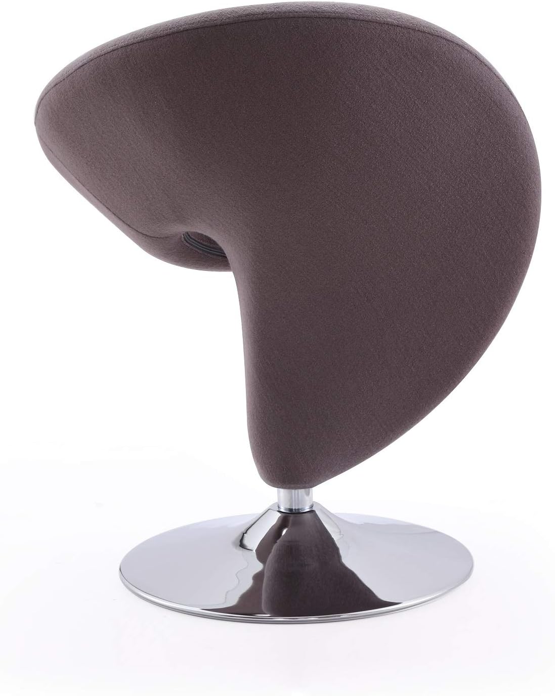 Manhattan Comfort Curl Swivel Accent Chair Set of 2 with 360° Turn, Fully Assembled, Upholstered in Wool Blend, Modern Ergonomic Design with Polished Chrome Base, Living Room & Office, Set of 1, Grey