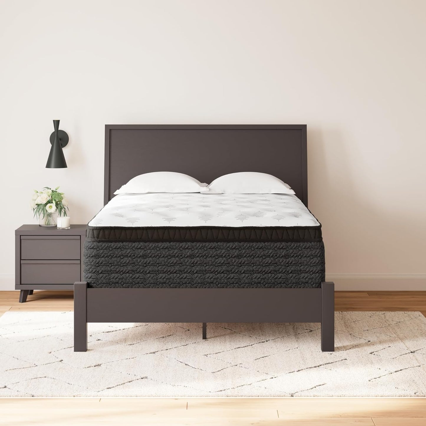Signature Design by Ashley Queen Size Ultra Luxury 16 Inch Hyper Cool Euro Top Hybrid Mattress with Cooling Gel Memory Foam, Fiberglass Free, Mattress In A Box