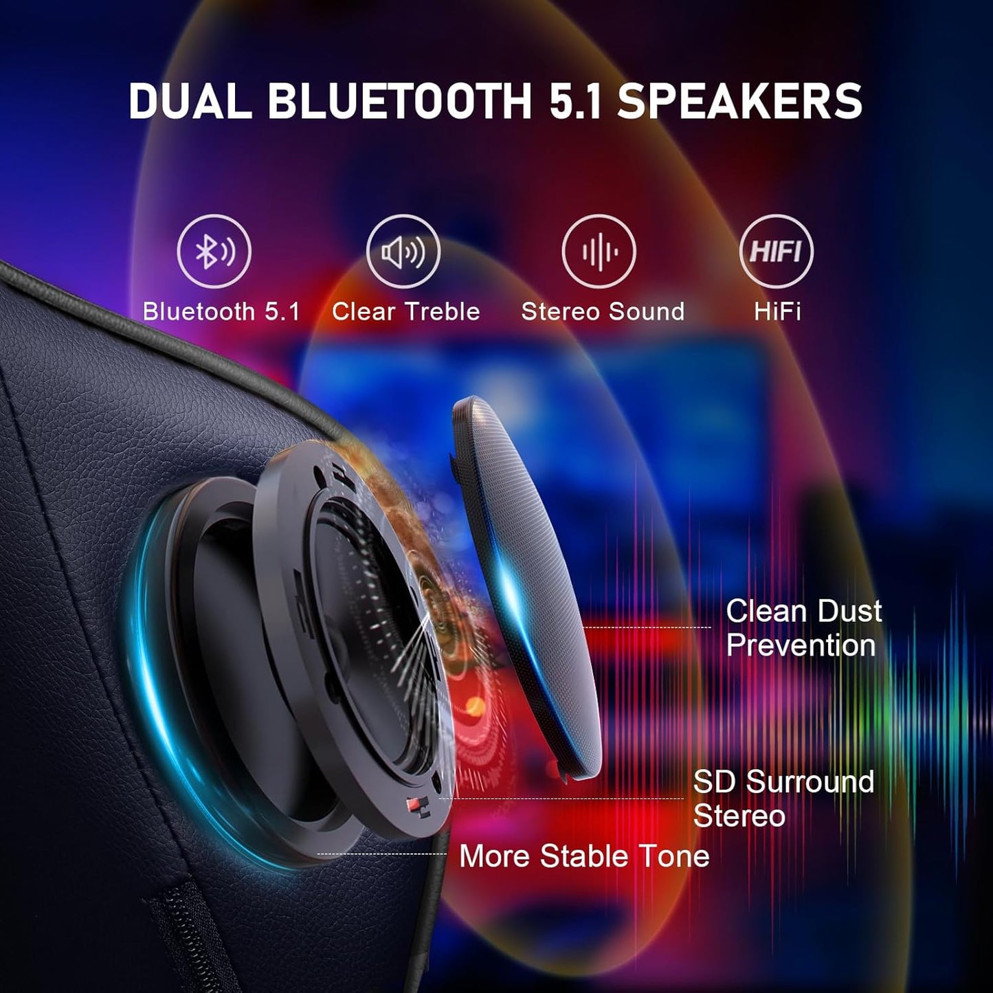 GTRACING Gaming Chair with Footrest Speakers Video Game Chair Bluetooth Music Heavy Duty Ergonomic Computer Office Desk Chair