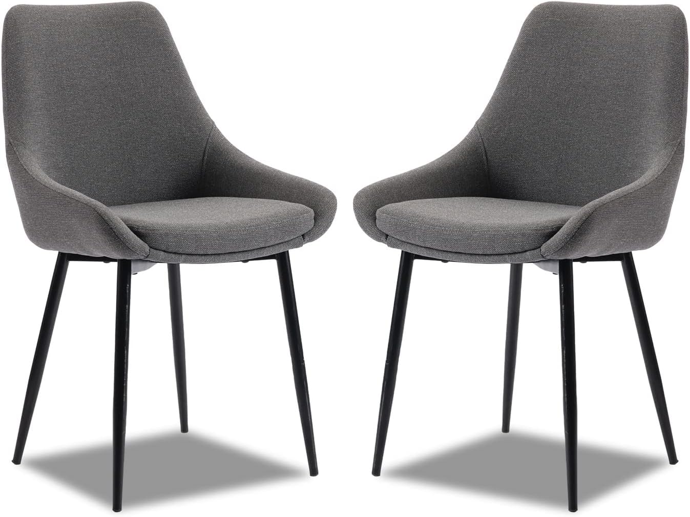 Dining Chairs Set of 2 Ergonomic Living Room Chairs Dark Grey Kitchen Chairs,Loads Up to 270lbs,Quick Assembly,Dining Room Chairs with Arms for Kitchen,Dining, Bedroom, Living Room