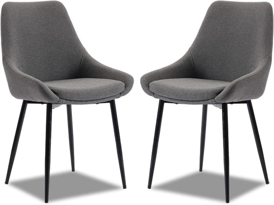 Dining Chairs Set of 2 Ergonomic Living Room Chairs Dark Grey Kitchen Chairs,Loads Up to 270lbs,Quick Assembly,Dining Room Chairs with Arms for Kitchen,Dining, Bedroom, Living Room