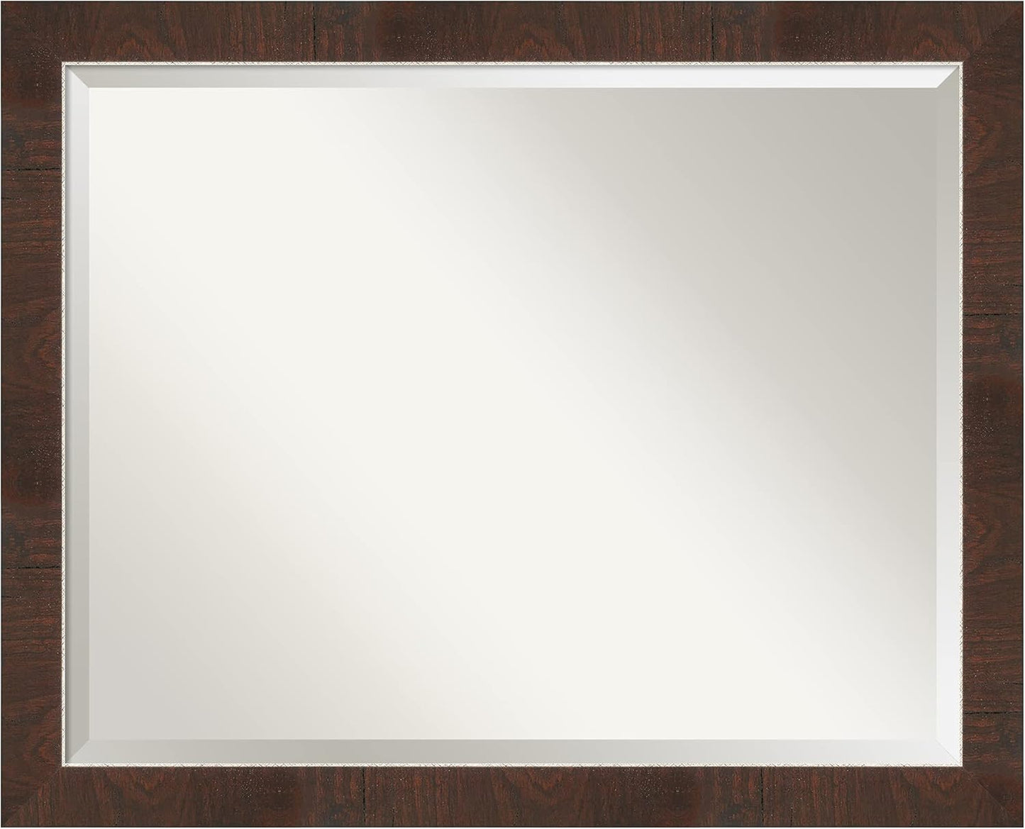 Amanti Art Brown Wall Mirror 25x31 Wildwood Brown Narrow Rectangle Bathroom Mirror for Wall Decor Living Room, Large Rustic Farmhouse Frame, Hangs Horizonally and Vertically, Bathroom Decor, Beveled