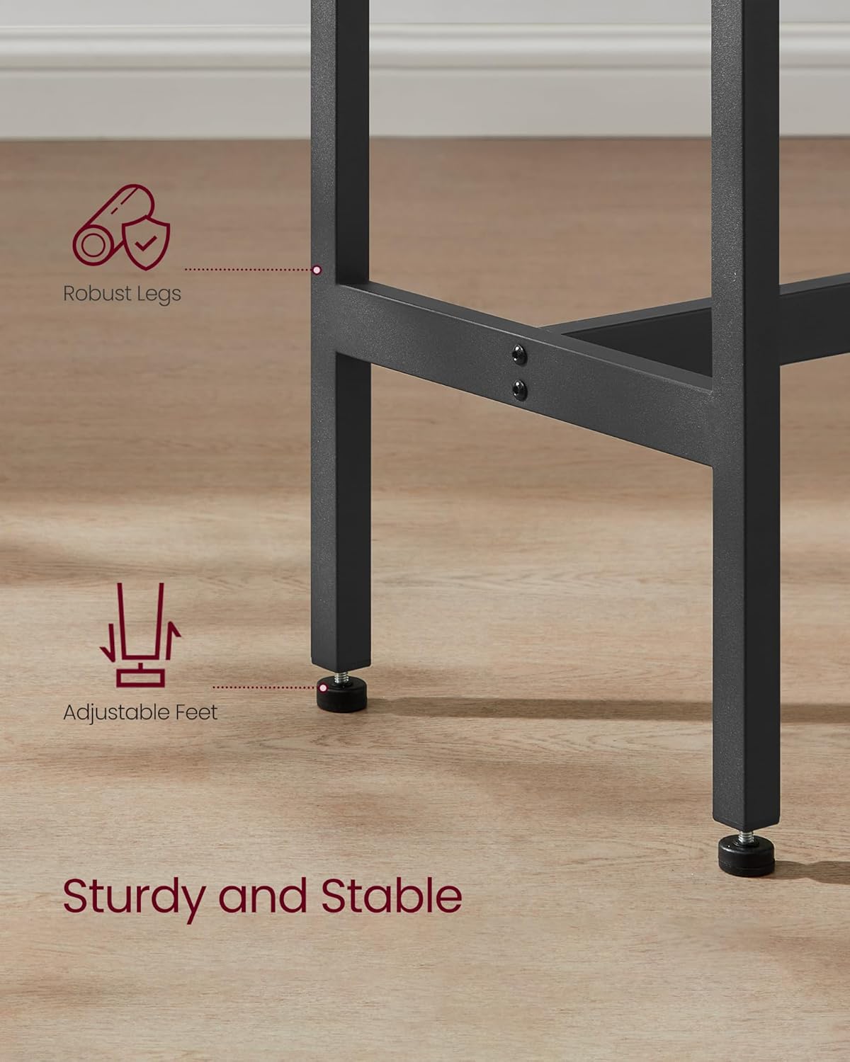 VASAGLE Bar Table, Narrow Long Kitchen Dining Table, Sturdy Metal Frame, Industrial, 15.7 x 39.4 x 35.4 Inches, Rustic White and Ink Black ULBT010B73