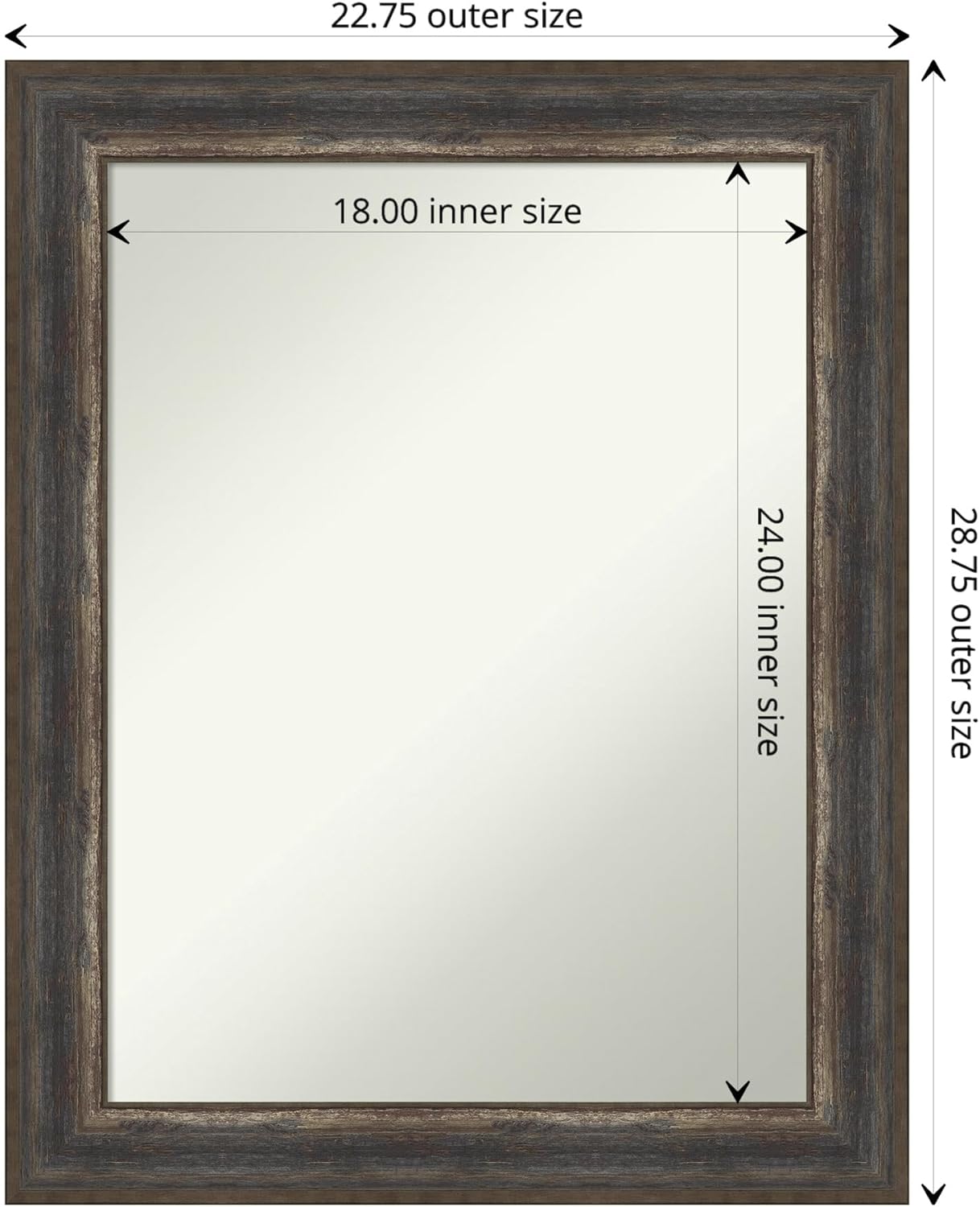Amanti Art Brown Bathroom Mirror for Over Sink, 29x23 Alta Medium Brown Rectangle Vanity Mirror, Medium Country Rustic Frame, Hangs Horizonally and Vertically, Bathroom Wall Decor, Non-Beveled Edge