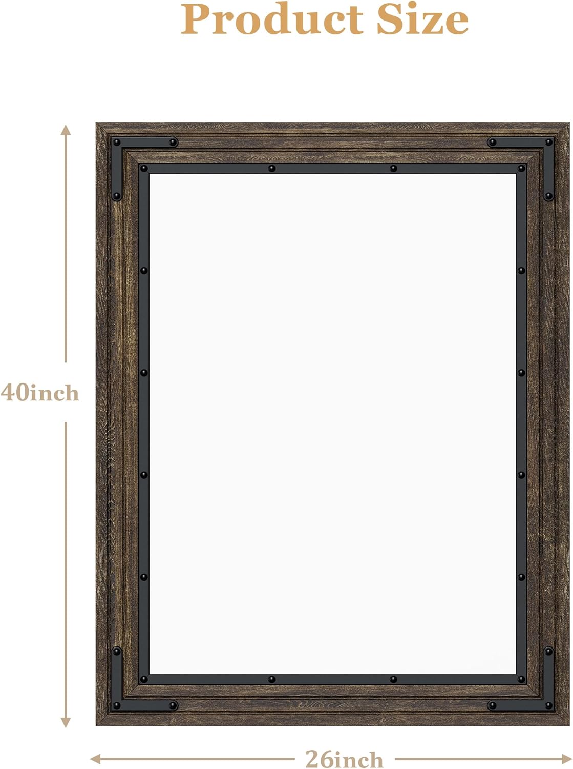 YOSHOOT Farmhouse Bathroom Mirror, Rustic Wood Mirror, Wooden Framed Vanity Mirror, Solid Wood & Handmade, Vertical or Horizontal Hanging for Bathroom Entryway Living Room Bedroom, 40" x 26", Brown