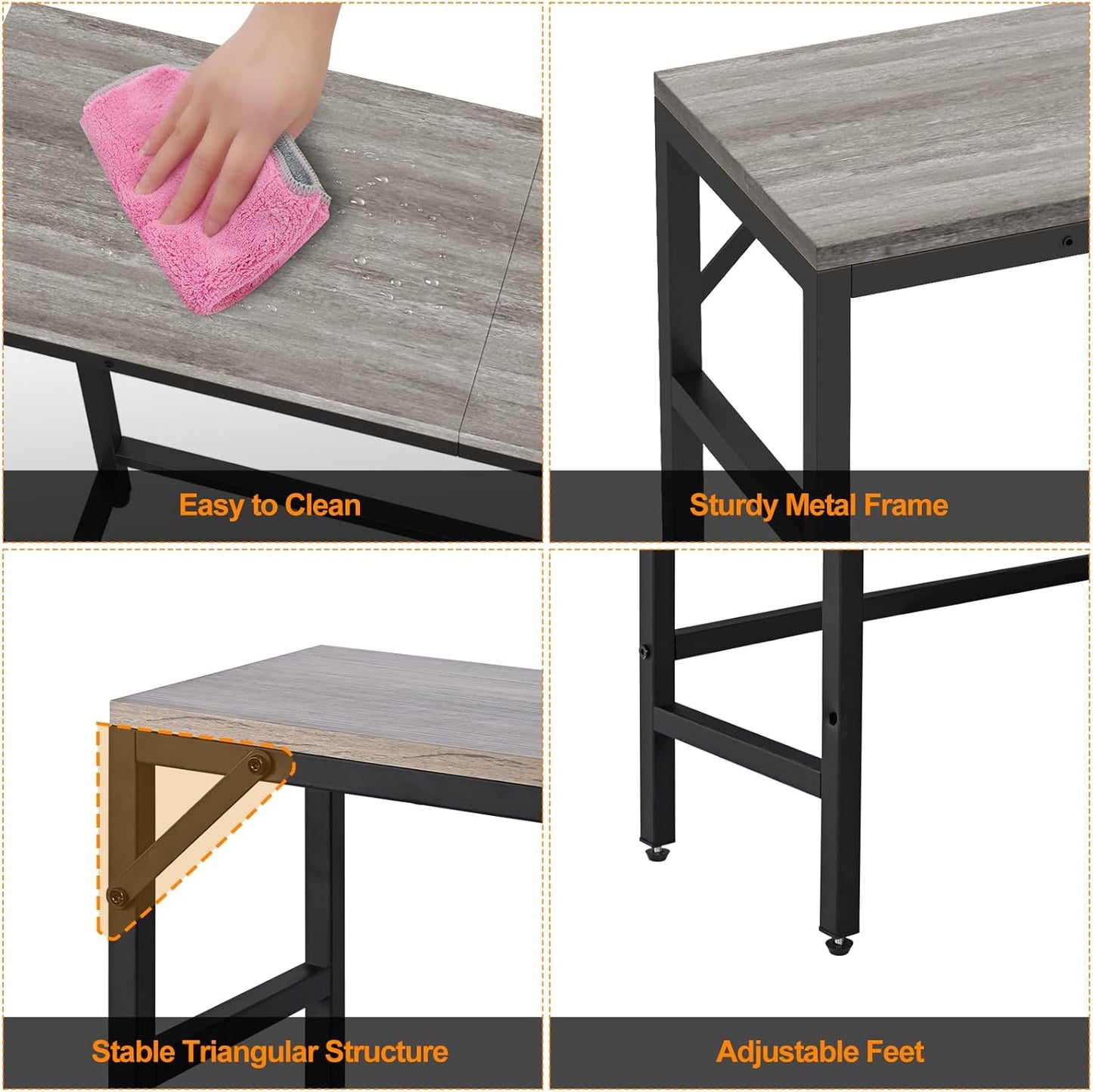 Narrow Console Table, 29.5" Small Entryway Table, Sofa Table with 2 Support Bar, Industrial Couch Table, Thin Side Table, Display Tables for Living Room, Hallway, Bedroom, Foyer, Grey