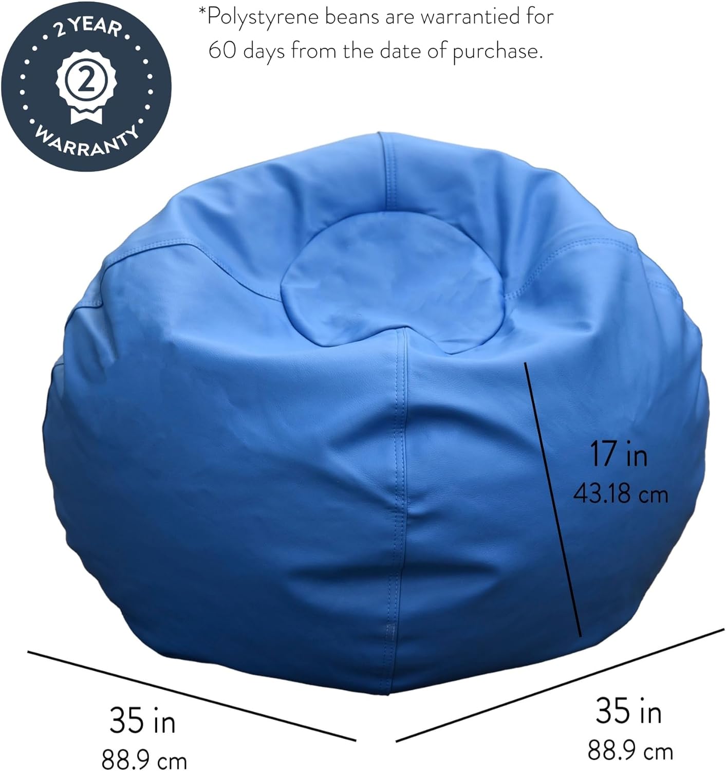 Children's Factory 35" Kids Bean Bag Chairs, Flexible Seating Classroom Furniture, Beanbag Ideal for Boy/Girl Toddler Daycare or Playroom, Deep Water (CF610-082)