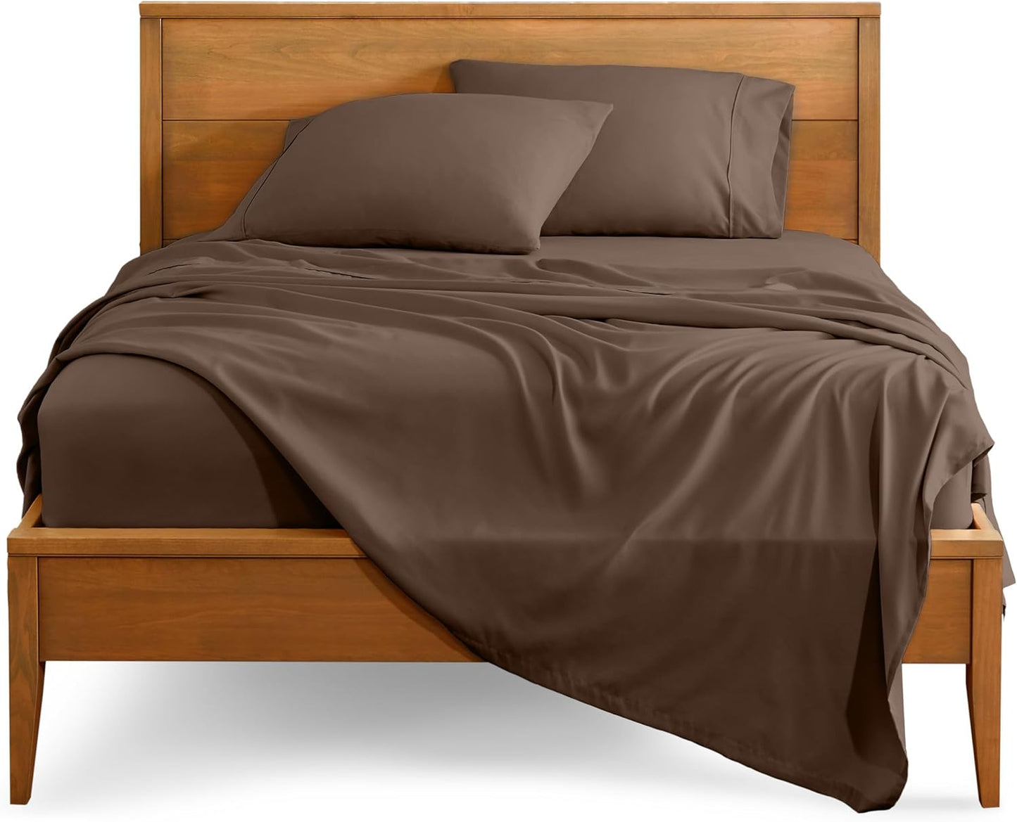 Bare Home Full Sheet Set - Luxury 1800 Ultra-Soft Microfiber Full Bed Sheets - Double Brushed - Deep Pockets - Easy Fit - 4 Piece Set - Bedding Sheets & Pillowcases (Full, Cocoa)