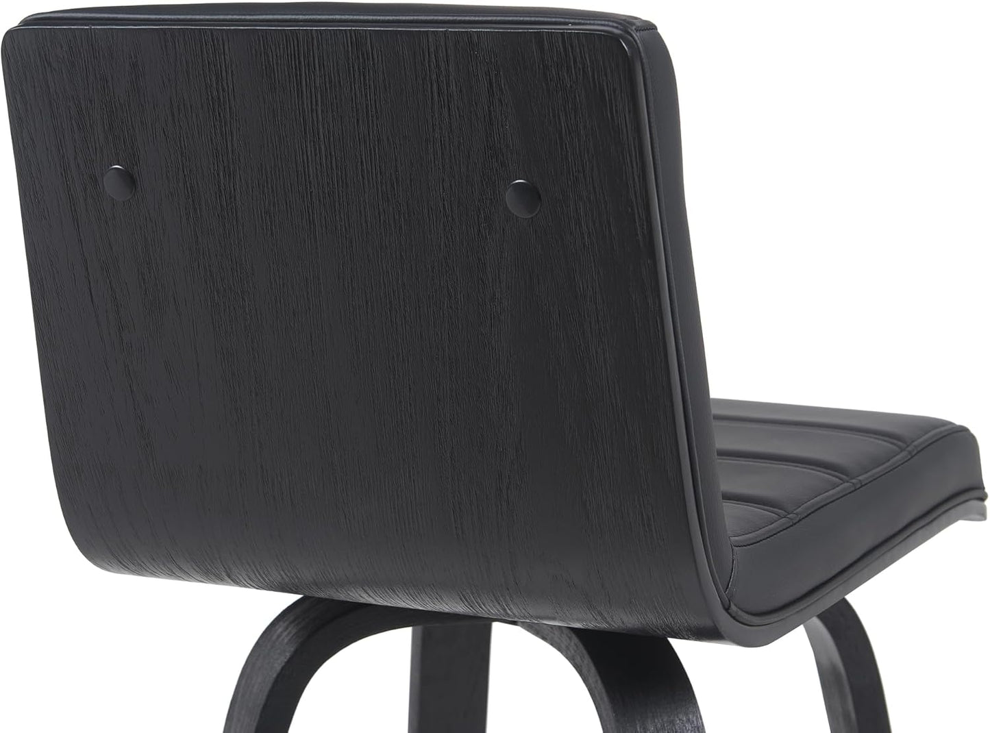 Vienna Modern Counter Height Swivel Bar Stool with Black Faux Leather Seat and Black Brushed Wood Frame Set of 2