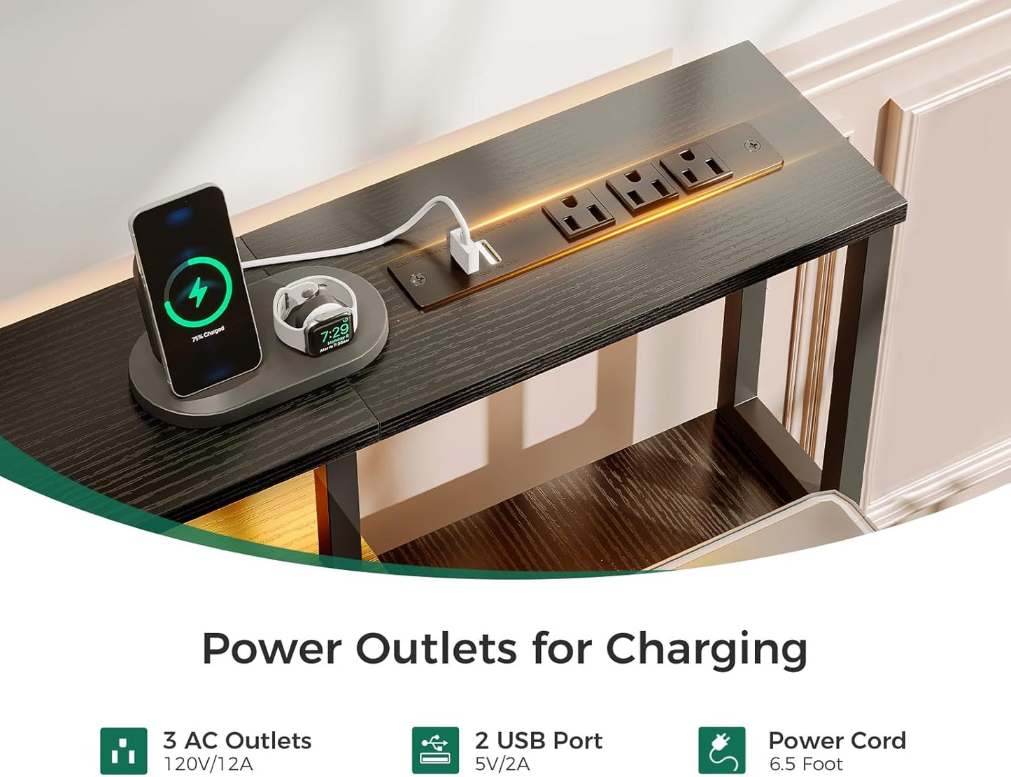 AODK 55 Inch Computer Desk with 3 Drawers and File Cabinet for Storage, Office Desk with Monitor Stand and LED Lights, Home Office Desks, Black