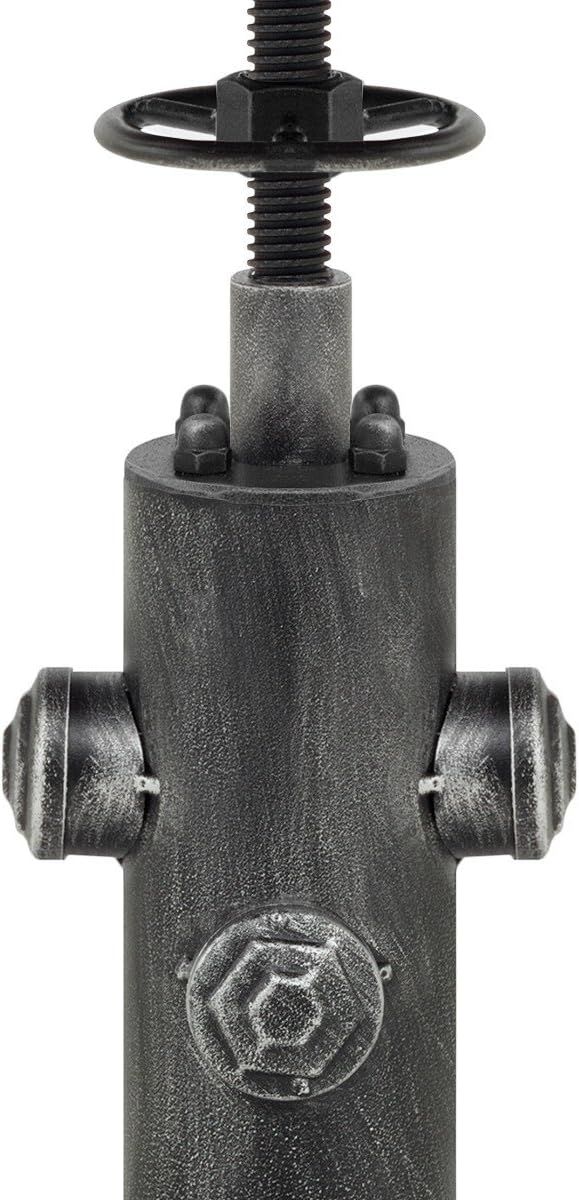 Topower Antique Vintage Industrial Barstool Solid Wood Water Pipe Fire Hydrant Design Cafe Coffee Industrial Bar Stool Set of 2 Silver