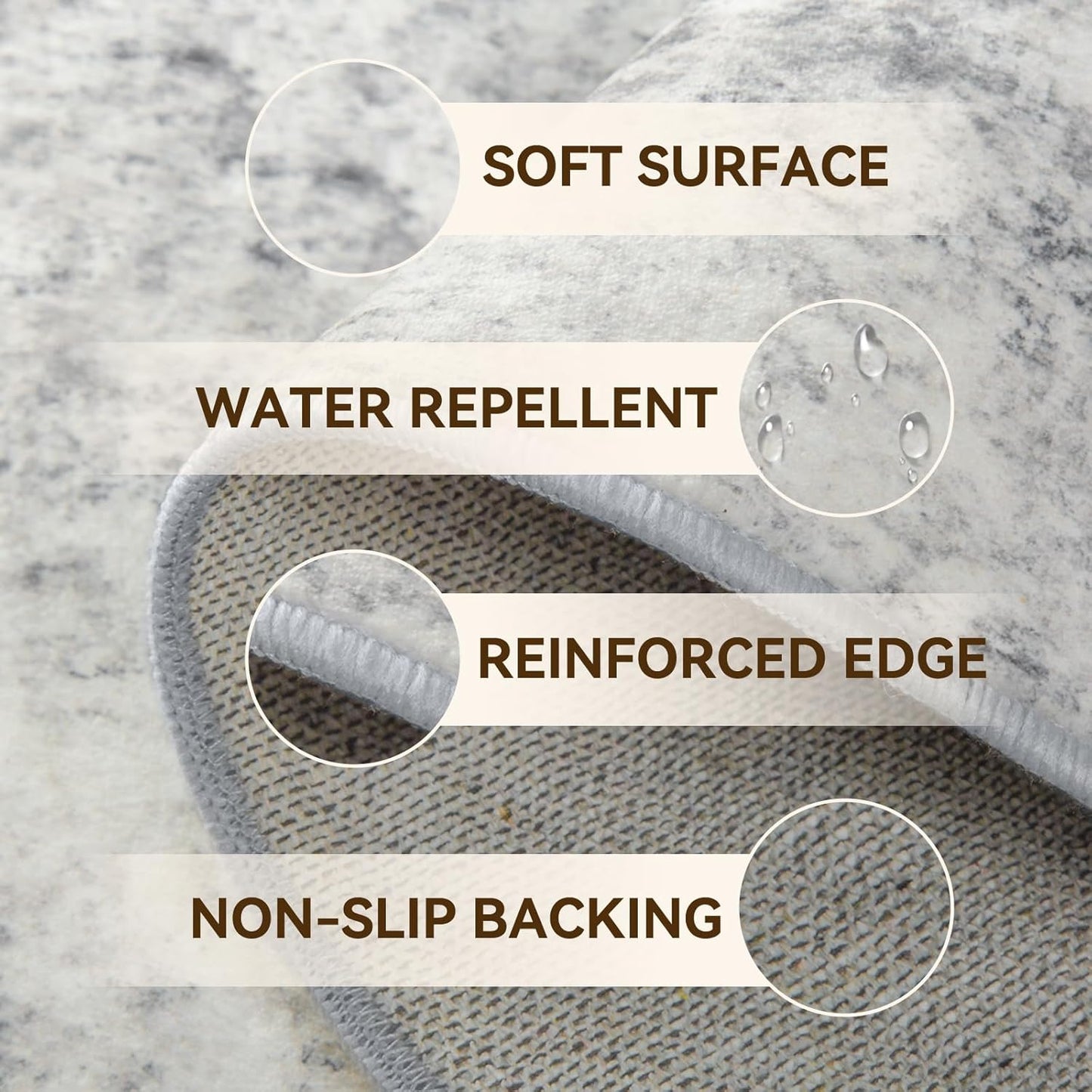 Washable Area Rugs 8ft Non-Slip Modern Abstract Soft for Living Room Entryway Bedroom Nursery, Print Pattern, Gray White Grey