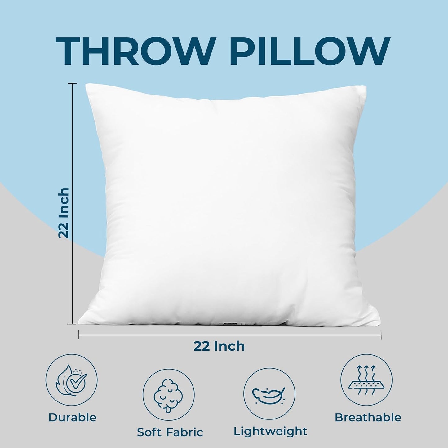 Utopia Bedding Throw Pillows (Set of 4, White), 22 x 22 Inches Pillows for Sofa, Bed and Couch Decorative Stuffer Pillow