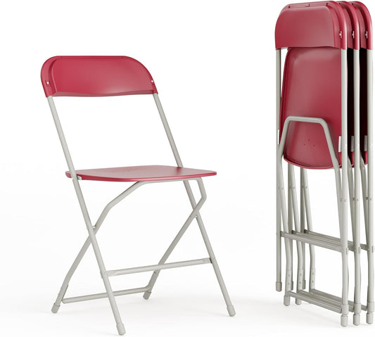 Flash Furniture Hercules Series Plastic Folding Chair - Red - 4 Pack 650LB Weight Capacity Comfortable Event Chair-Lightweight Folding Chair