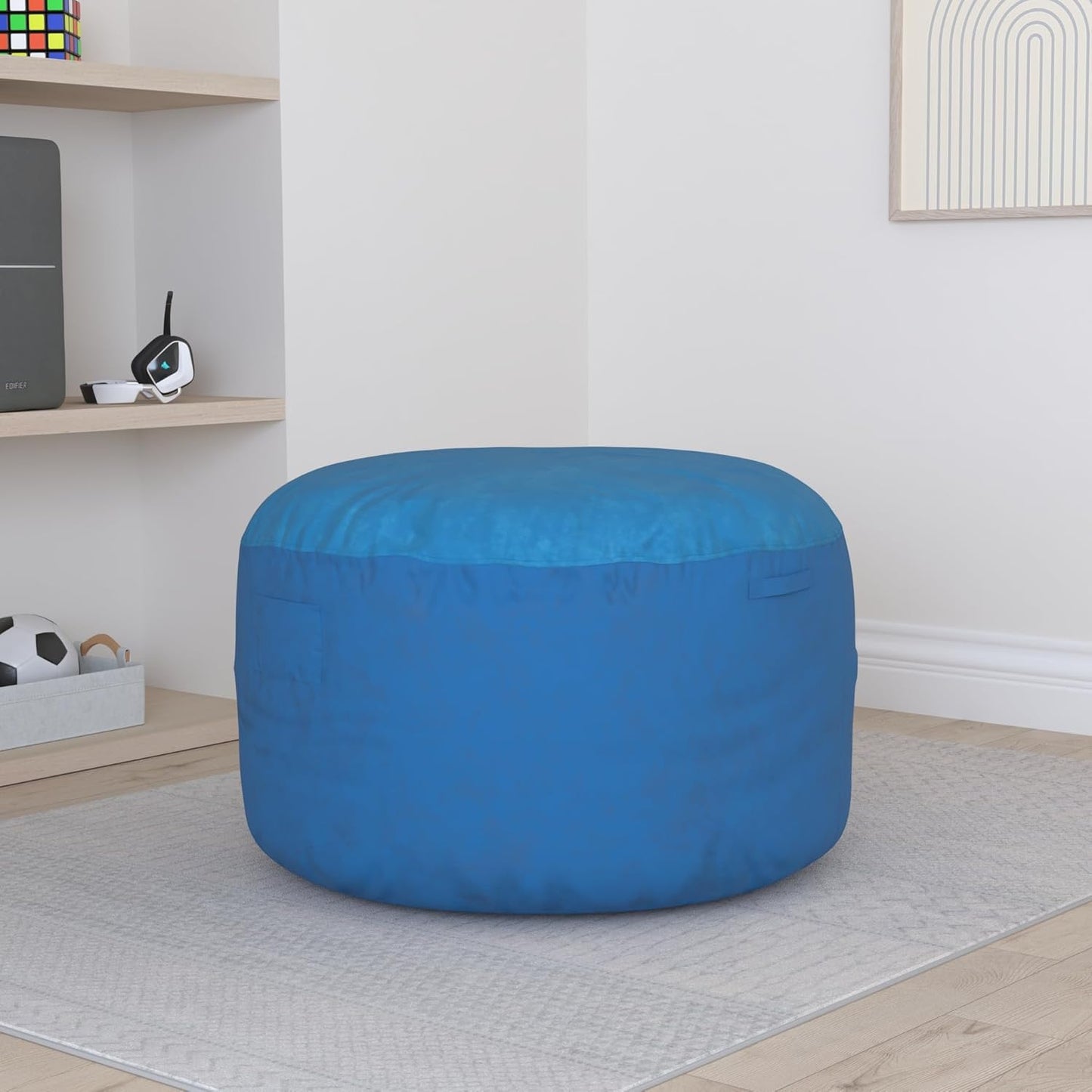 Homguava 6FT Bean Bag Chair Giant BeanBag with Memory Foam Filled, Large Bean Bag Chairs for Adults, Adult Bean Bag Chair with Dutch Velvet Cover for Living Room Bedroom-Blue