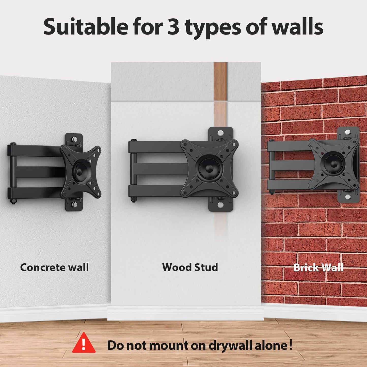 USX MOUNT Full Motion TV Wall Mount - Universal Single Stud Corner Bracket for 13-32 inch TVs, Monitor Wall Mount for LCD Monitor Swivel Tilt Rotation Articulating, VESA100x100mm, Up to 33LBS