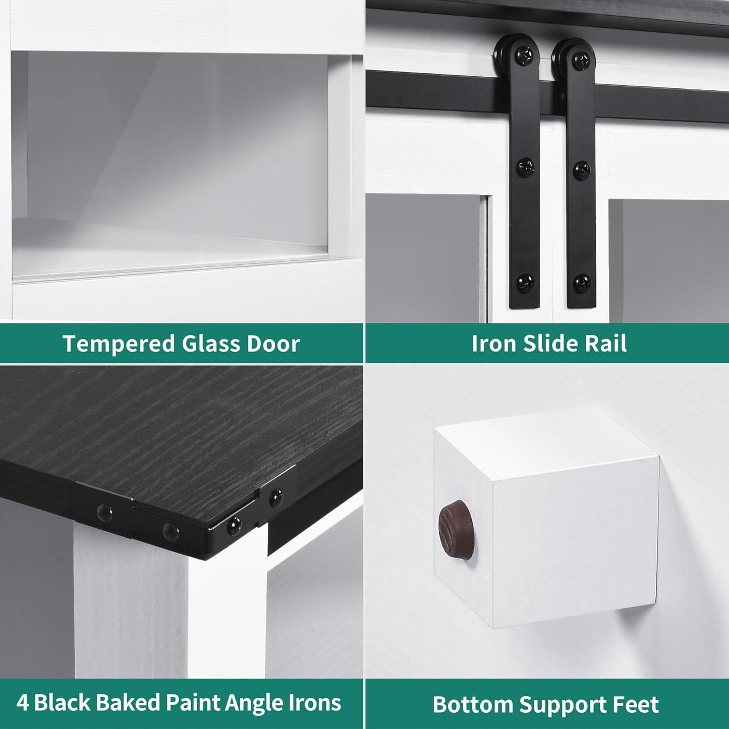 YITAHOME TV Stand for 75 Inch TV with Power Outlets, Farmhouse Entertainment Center with Sliding Barn Doors & Adjustable Shelves, TV Media Console Storage Cabinet for Living Room, Bedroom, White/Black